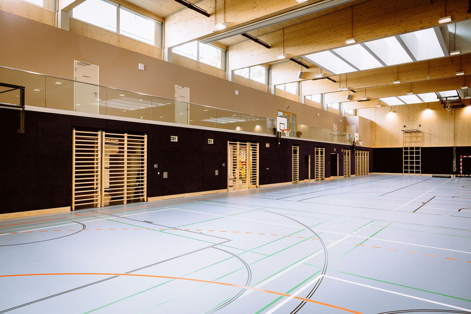 Innenansicht der Sporthalle Innenstadt Leoben