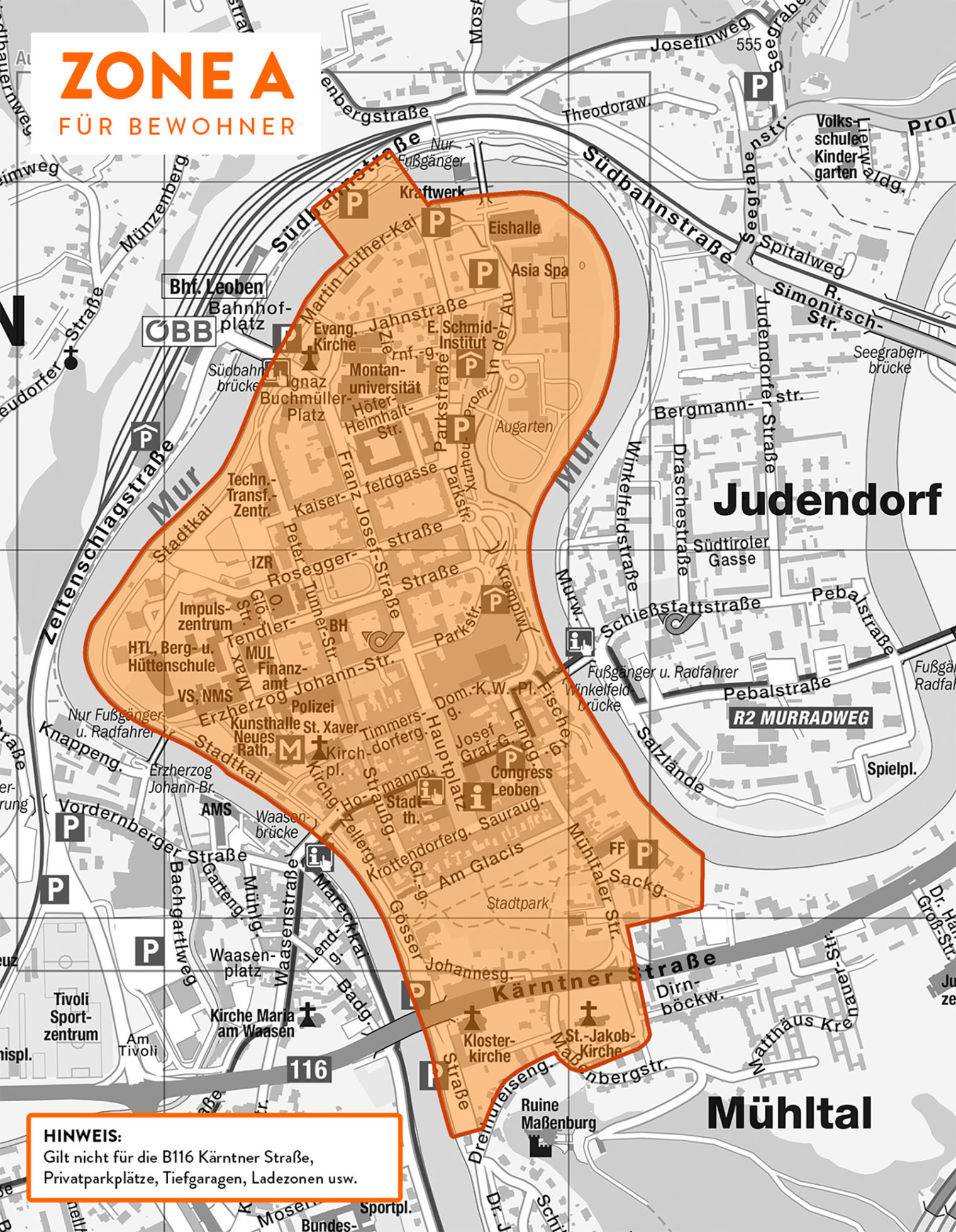 Parking zone A for residents