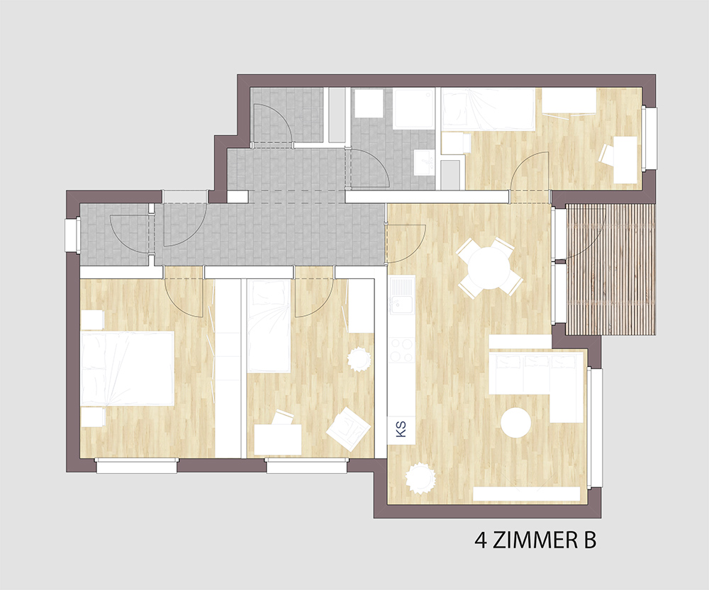 Floor plan 4-room flat, variant 1
