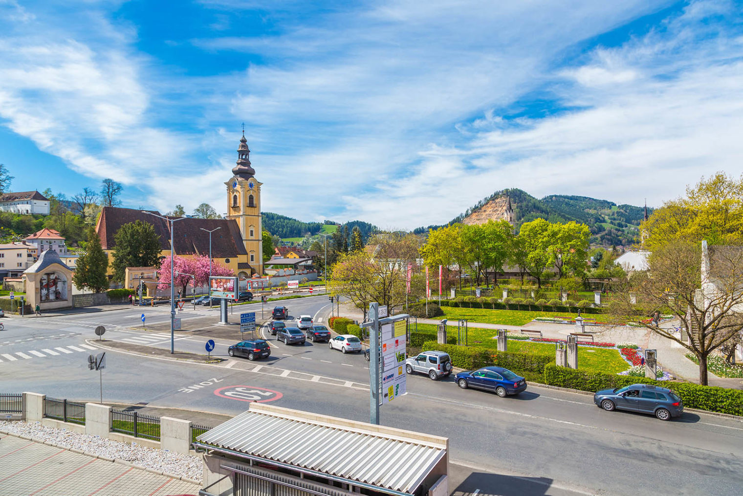 Aerial shot of Jakobipark in Spring