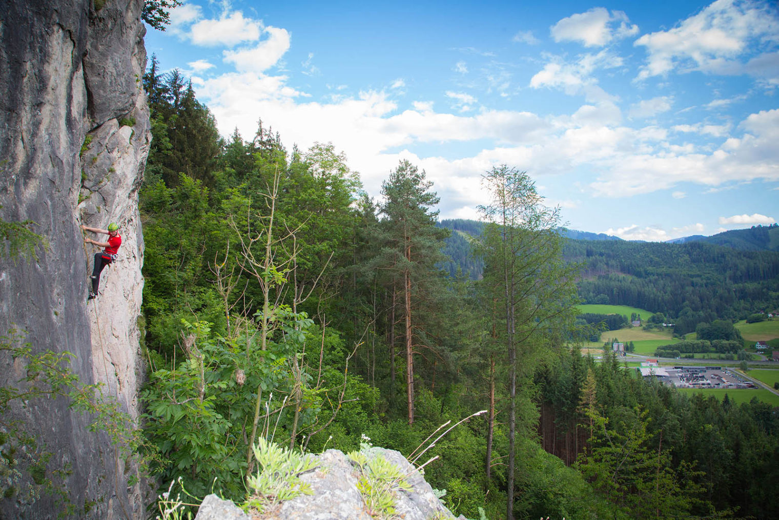 Climbing in the mountains of Leoben