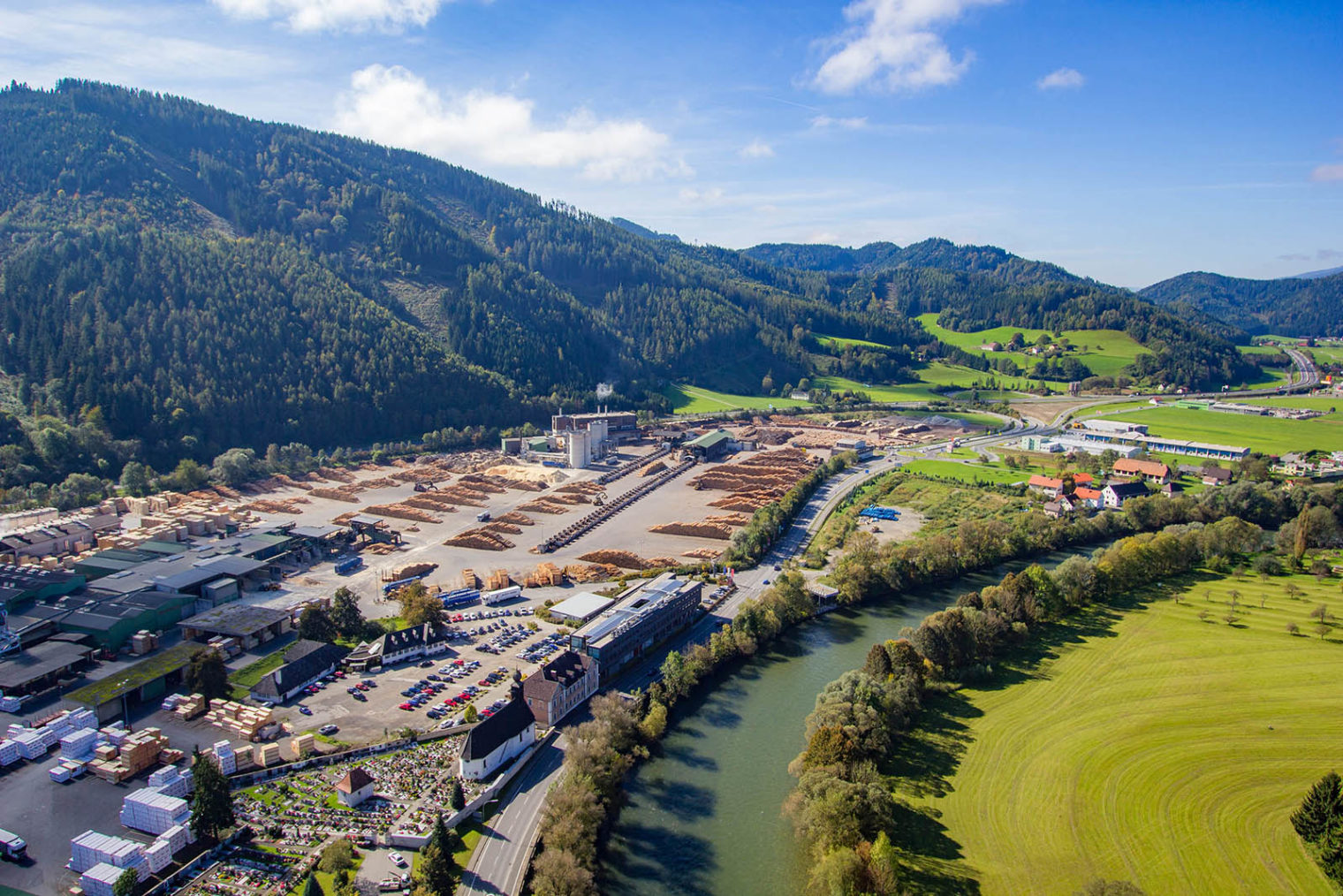 Aerial shot of Mayr-Melnhof premises