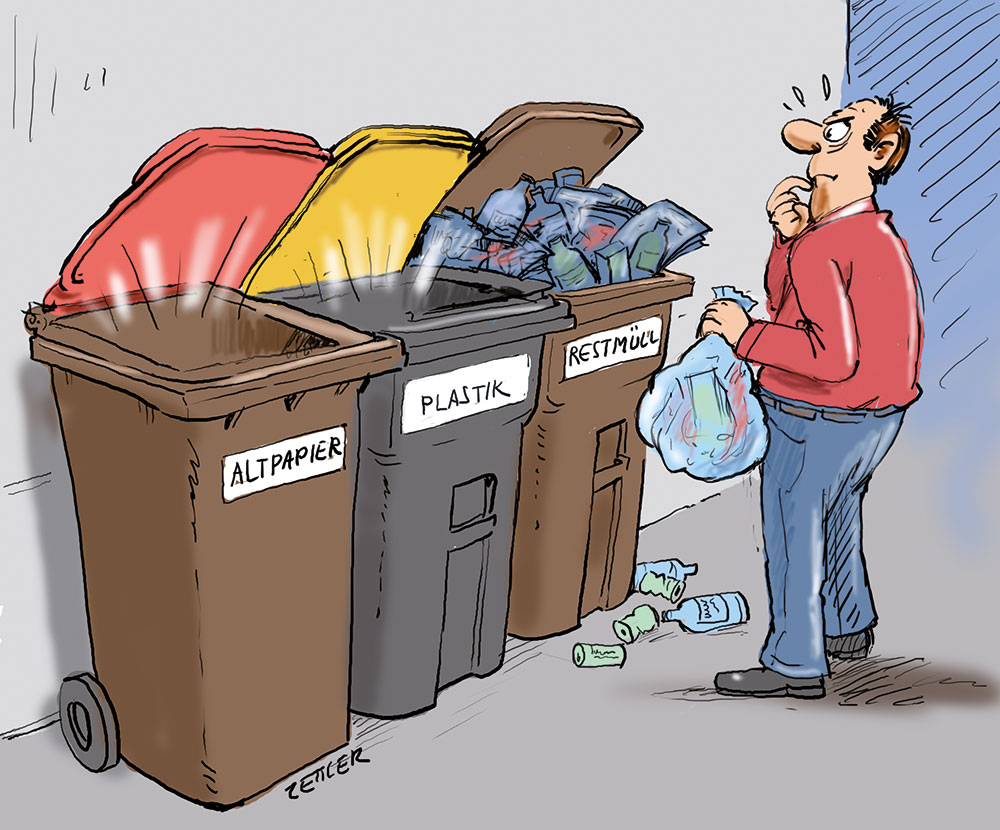 Illustrationzum Thema Mülltrennung