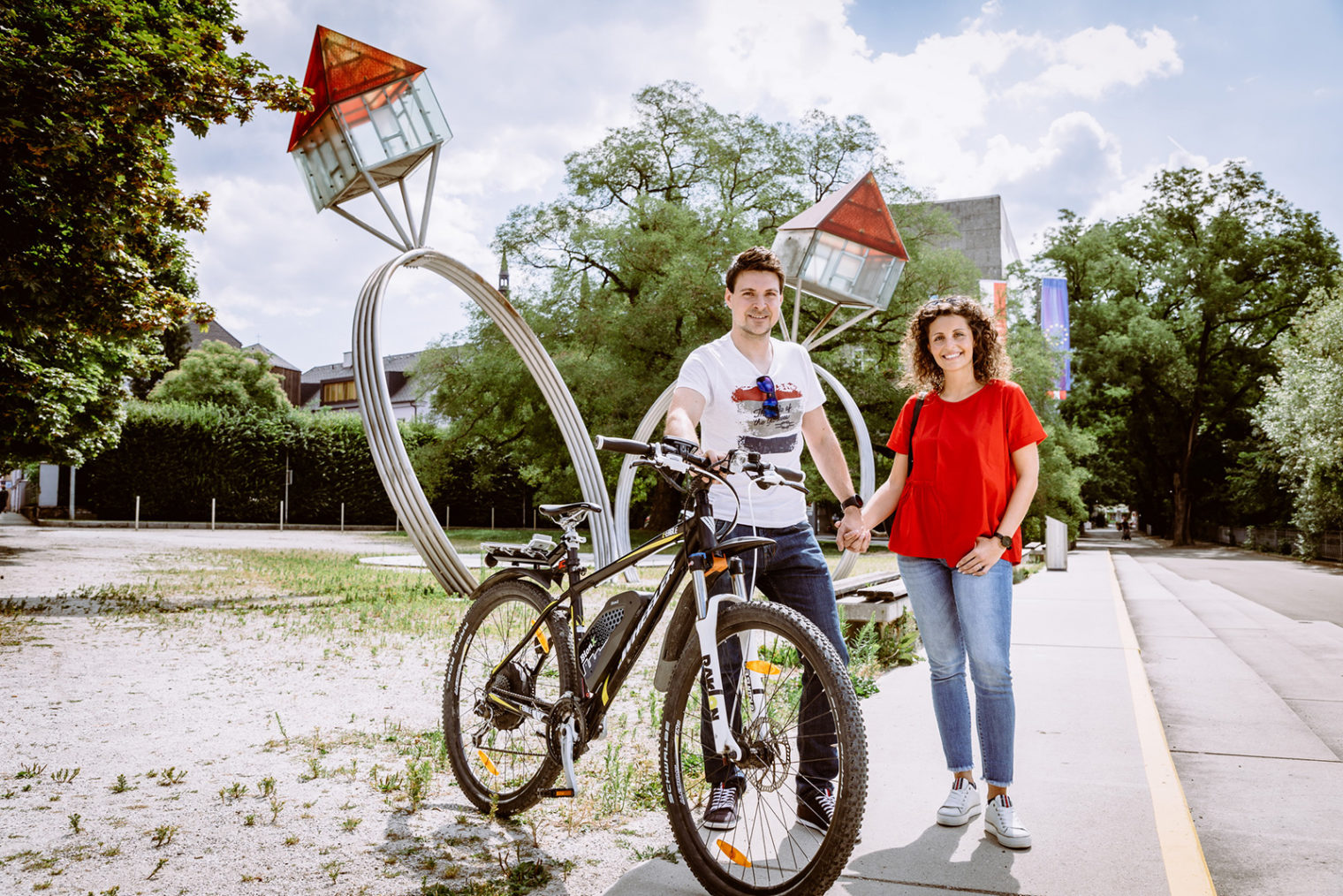 Cycling in the city centre of Leoben