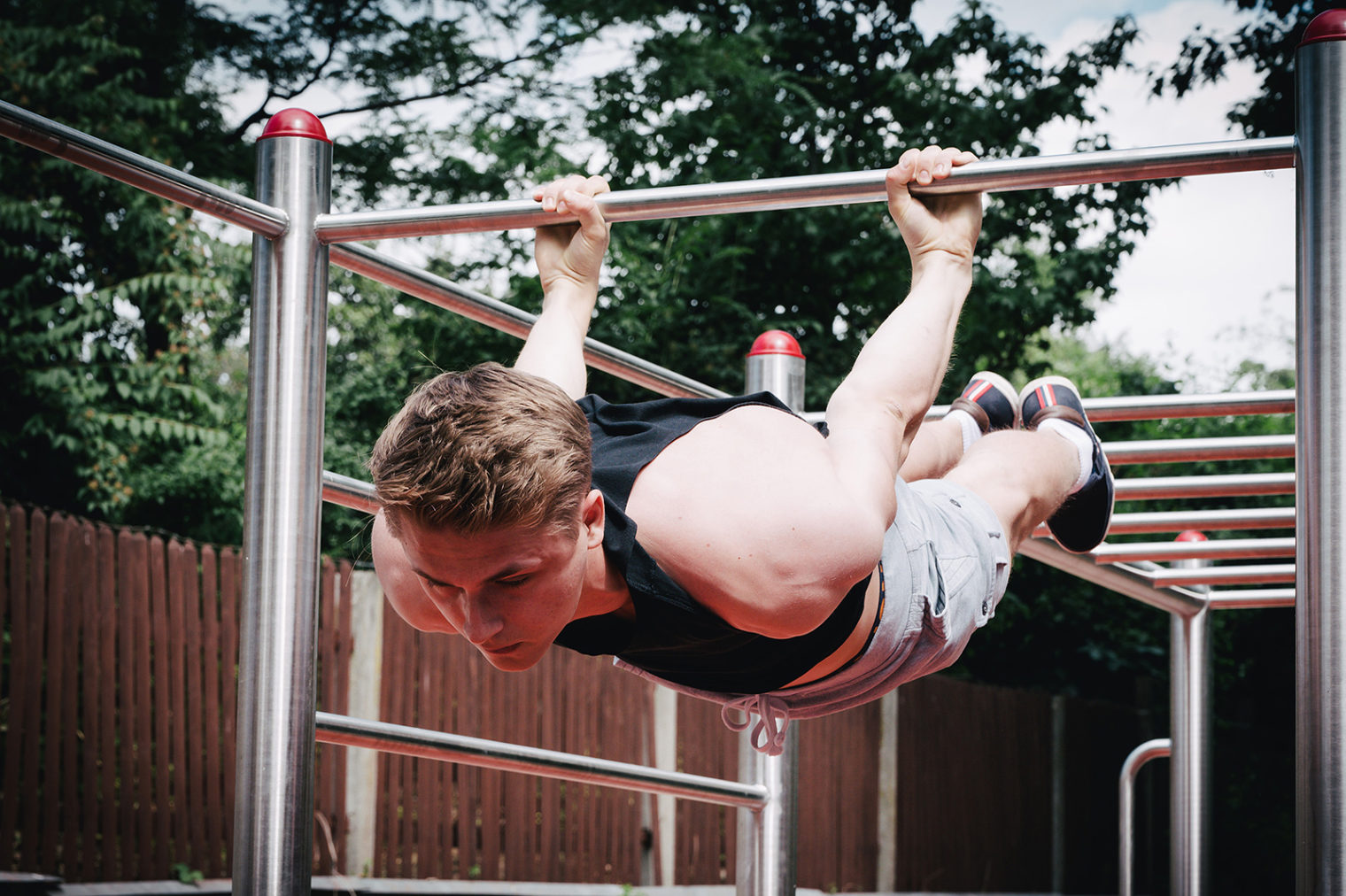 Fitness enthusiast at the training