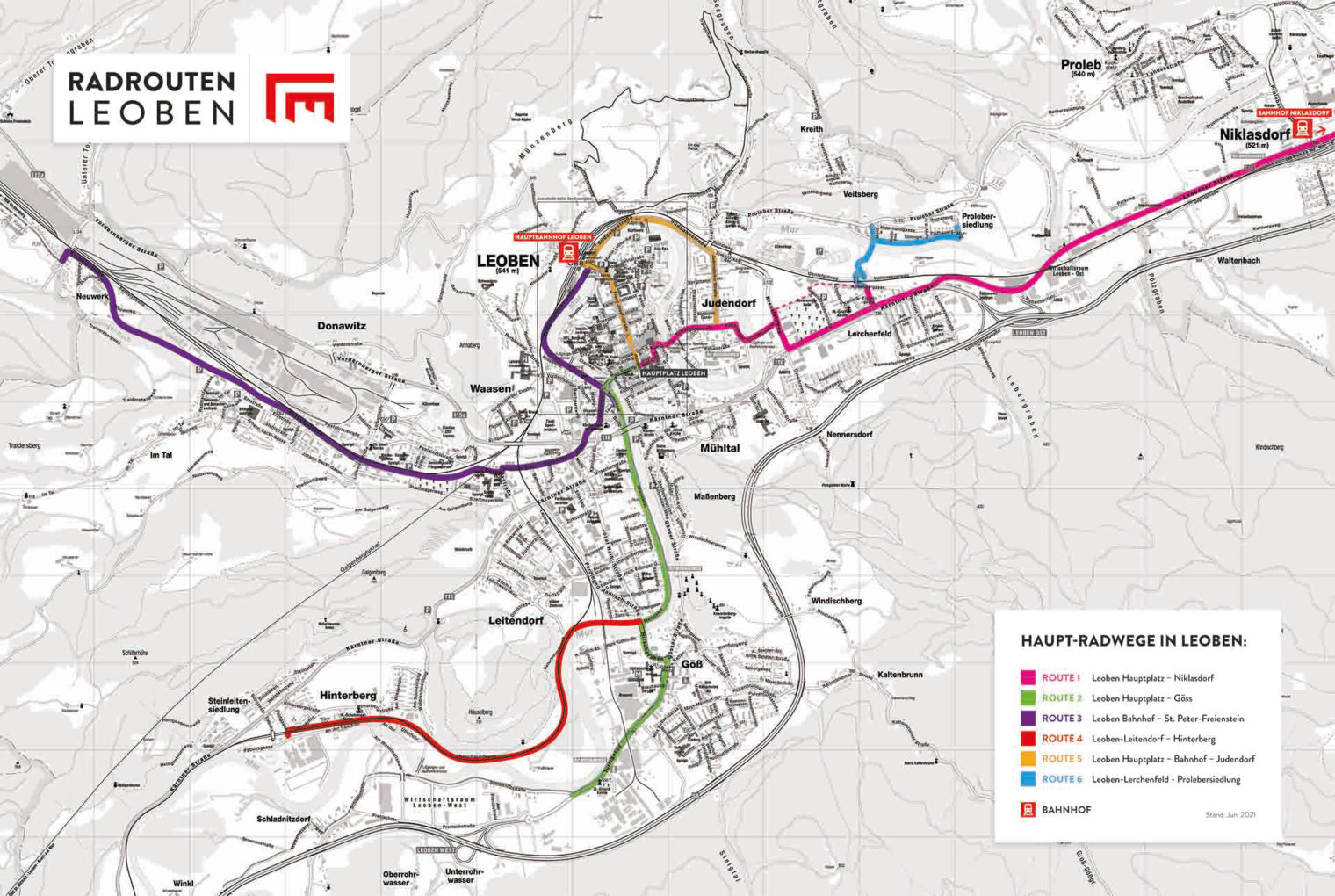 Cycling paths in Leoben