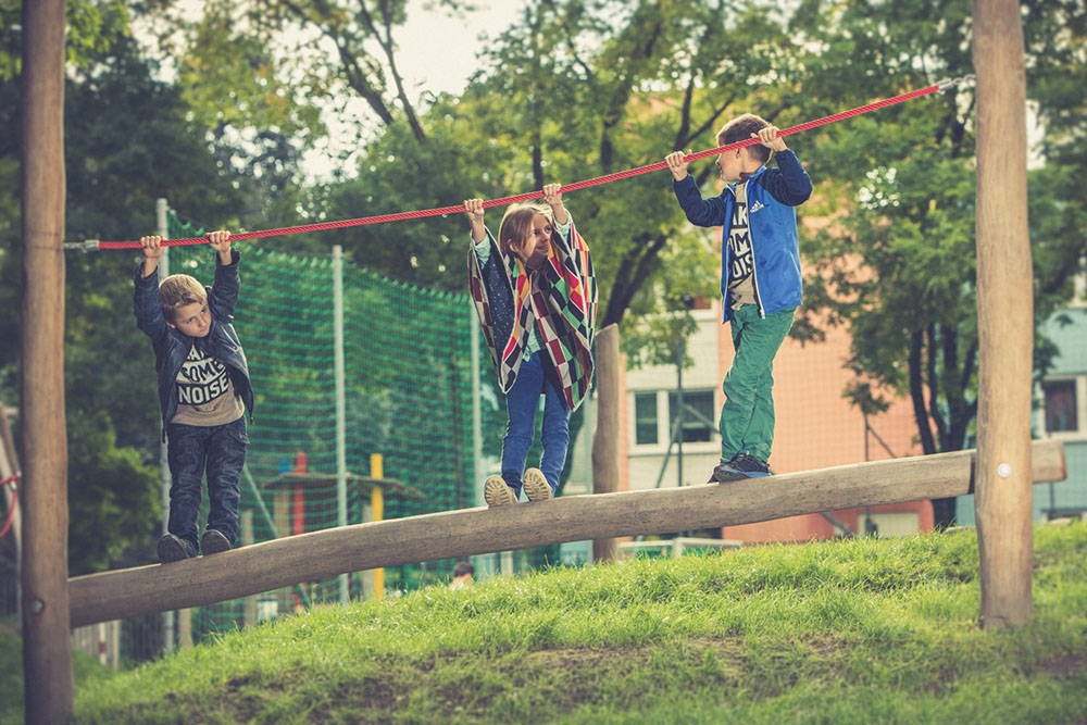 Kids playing at the Salzlände playground