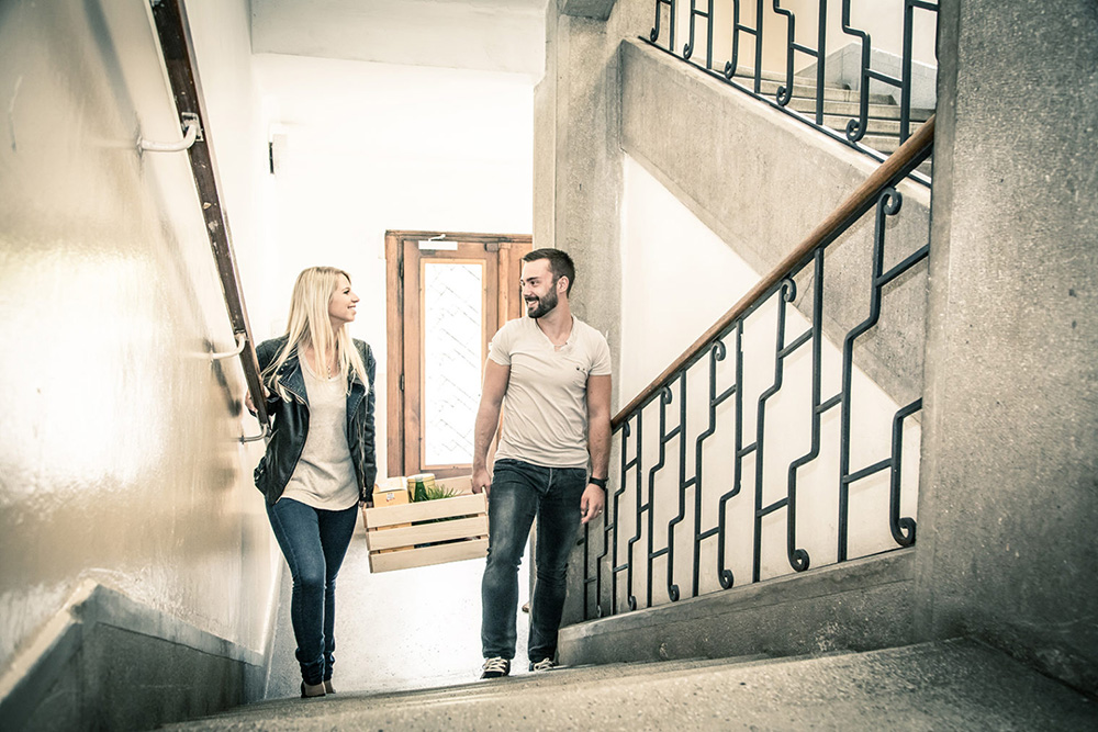 Couple in a staircase