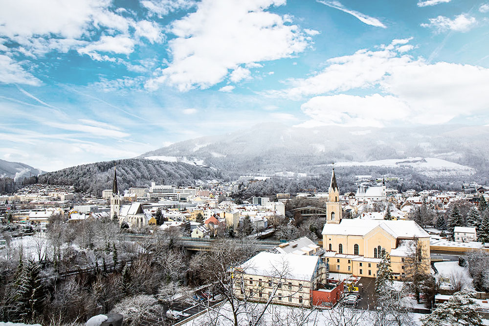 View of the City of Leoben in winter
