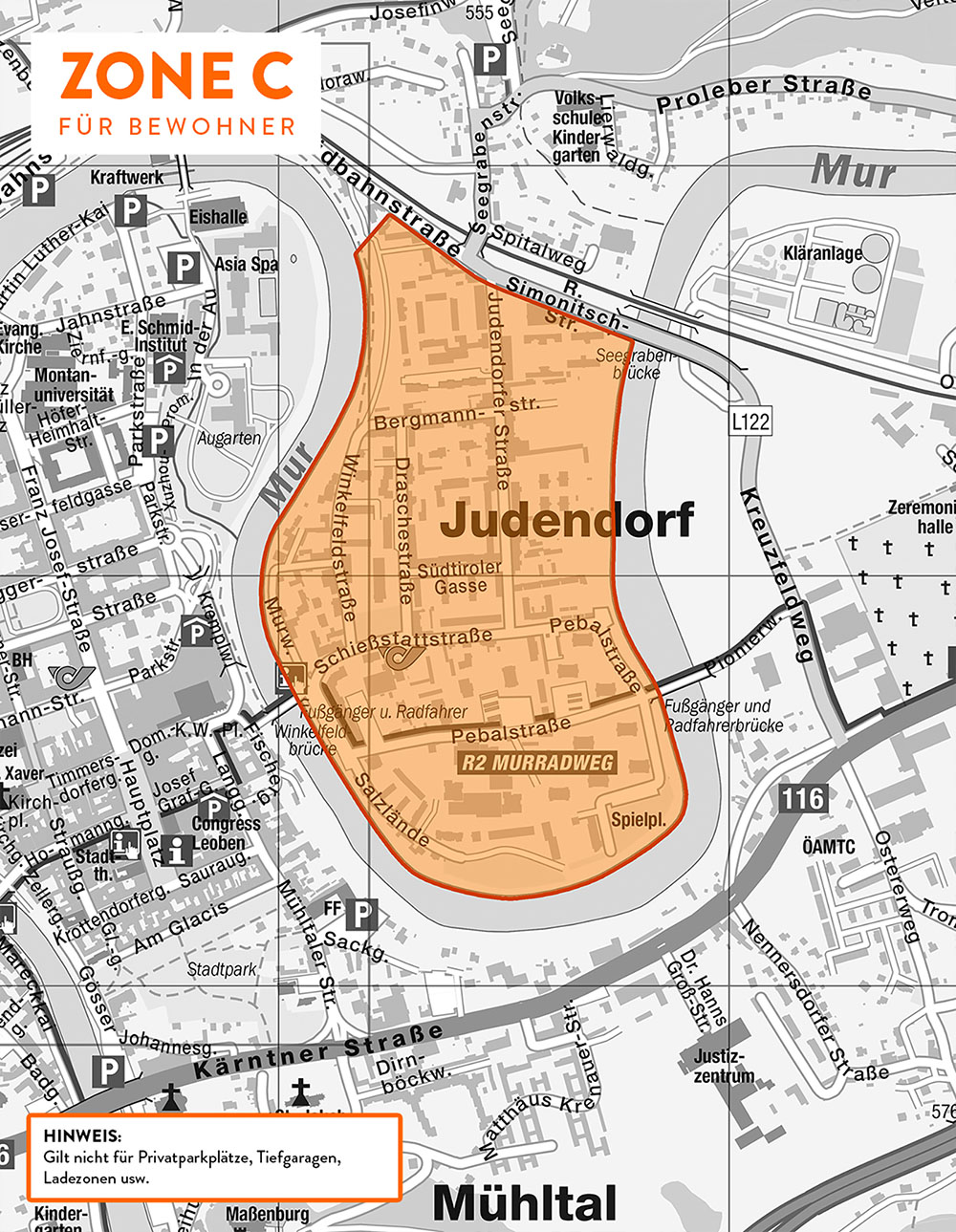 Karte der Parkzone C (Bereich Judendorf)