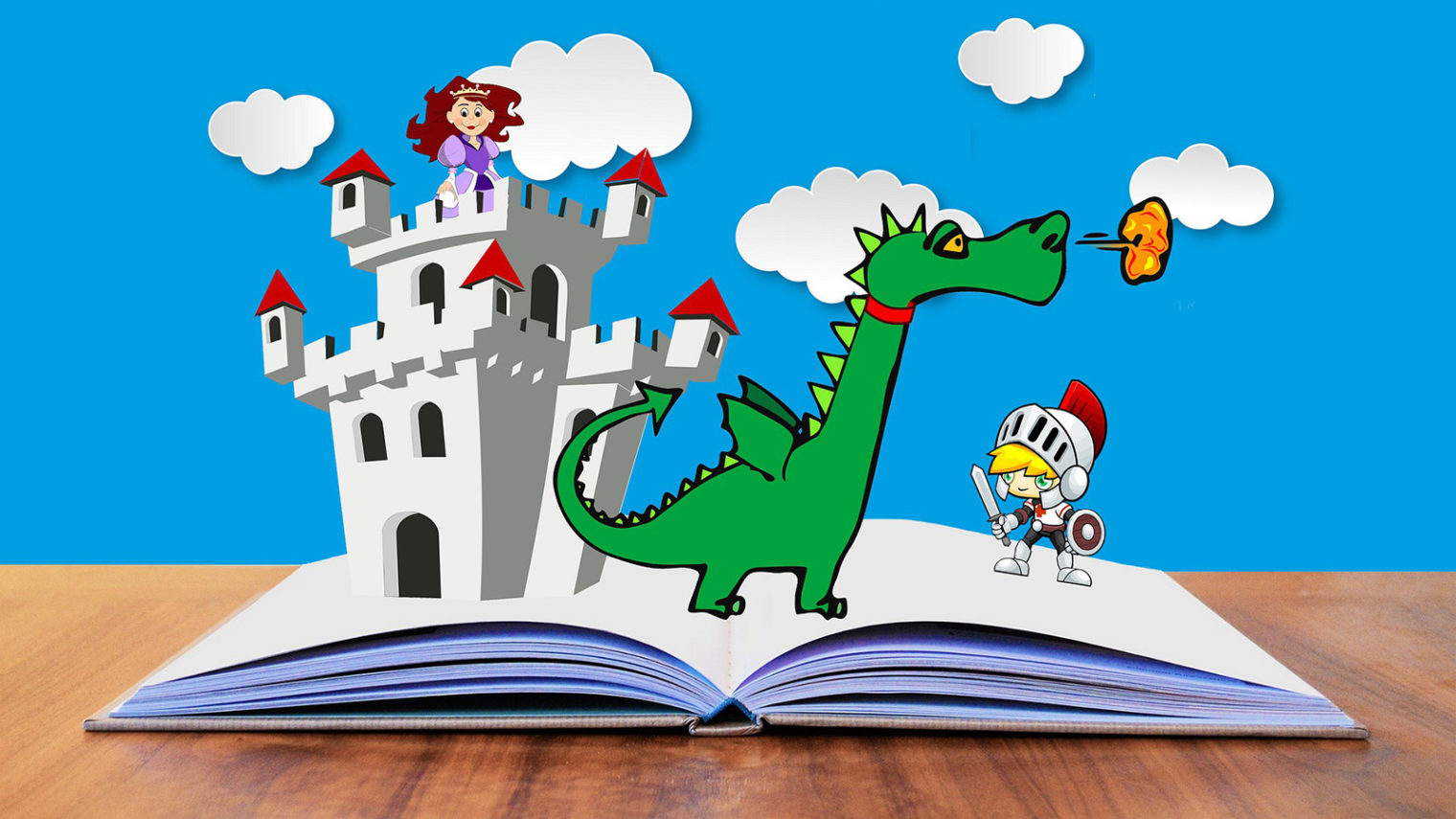 Kinderbuch mit Drachen, Ritter und Prinzessin