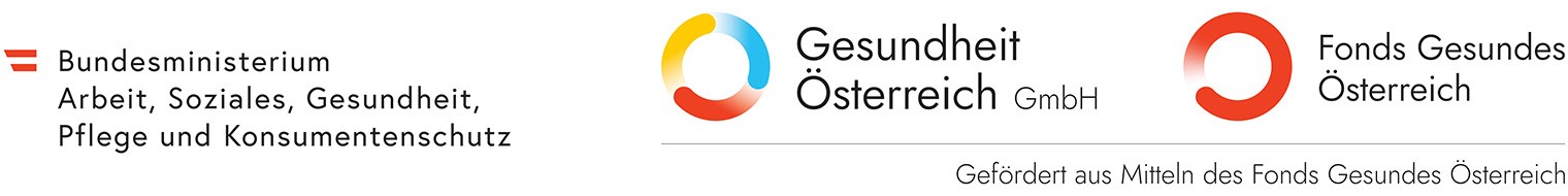 Förderlogo Gesundheit Österreich, Bundesministerium, Fonds Gesundes Österreich