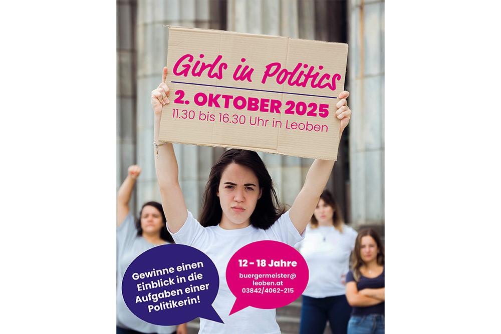 Plakat Girls in Politics mit Datum und Anmeldeinformationen