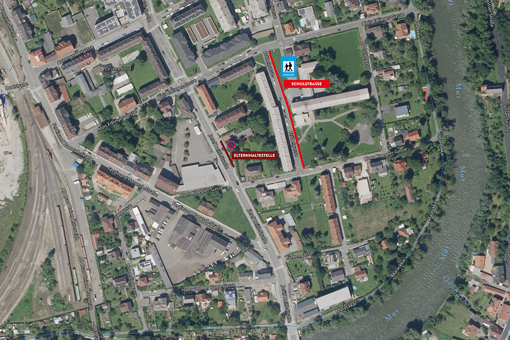 Ansicht der Straßenführungen rund um die Schulstraße