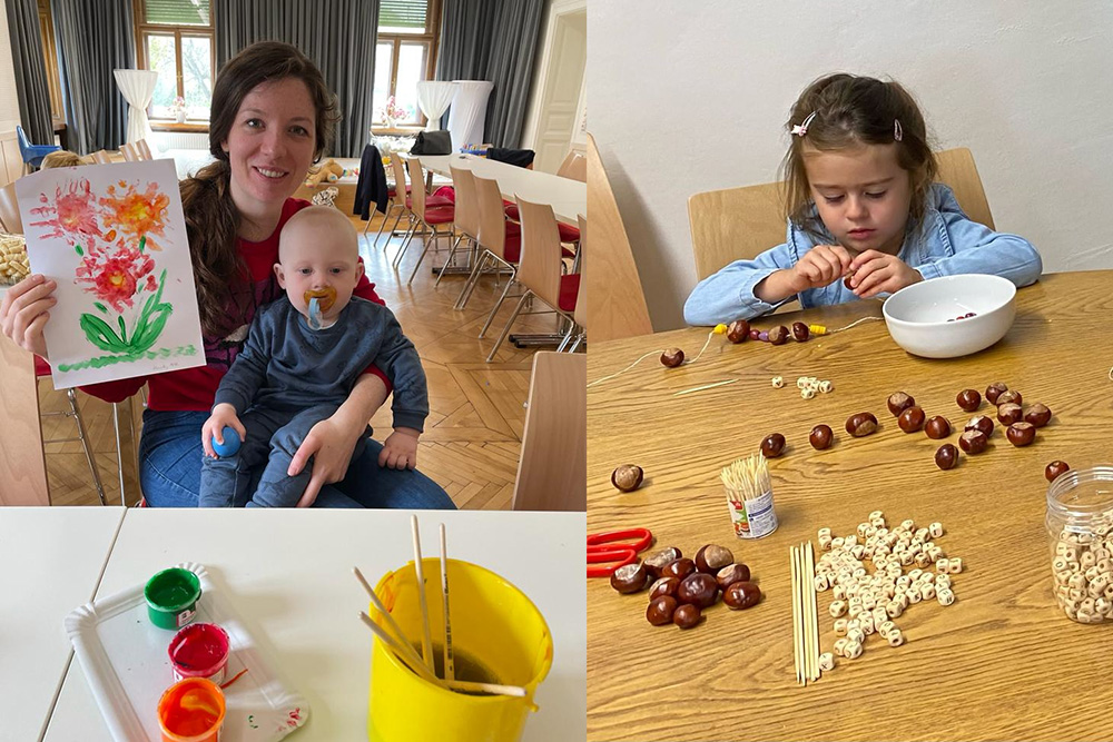 Malen mit Wasserfarben und basteln mit Kastanien